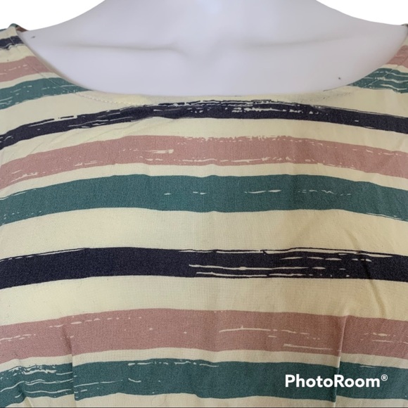 Soprano striped top scoop neck 3/4 balloon sleeve M - Picture 4 of 11